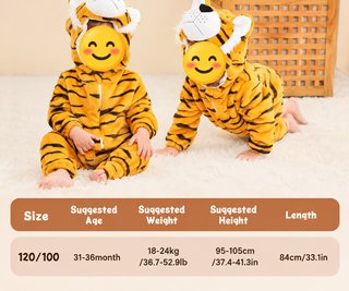 Mono Con Capucha Disfraz Tigre Bebé Niños 3 años.