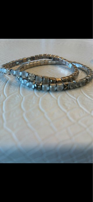 Pulseras elásticas cuarzo blanco y brillantes