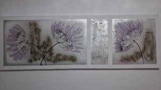 Cuadro Decorativo Flores Moradas y Plateadas