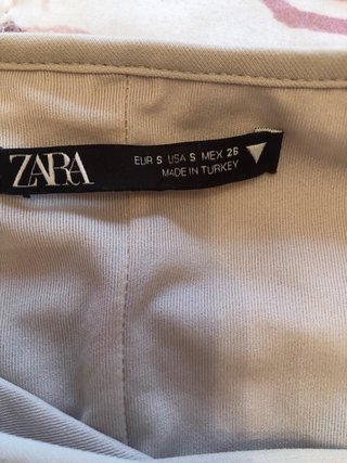 Vestido corto beige fruncido talla S Zara