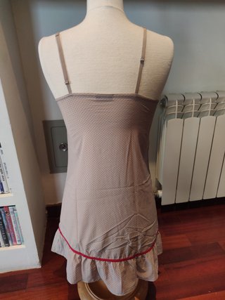 Camisón picardías Etam t. 36 a topos gris / rojo