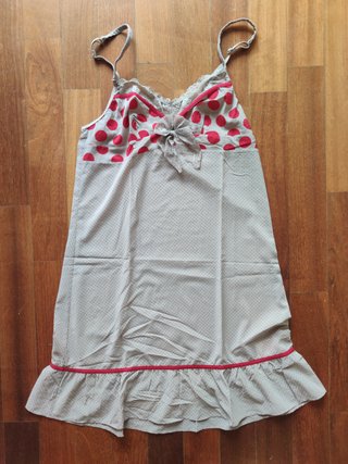 Camisón picardías Etam t. 36 a topos gris / rojo