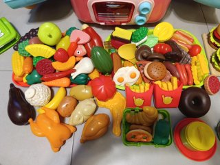 Cocinita de juguete portátil con accesorios