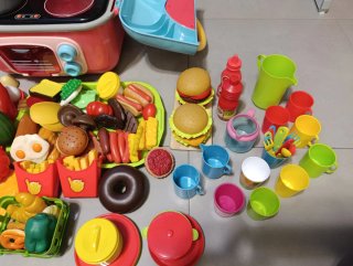 Cocinita de juguete portátil con accesorios