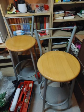 2 Taburetes Altos Madera y Metal