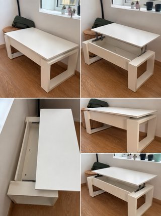 Mesa centro elevable Fores Urban Blanca