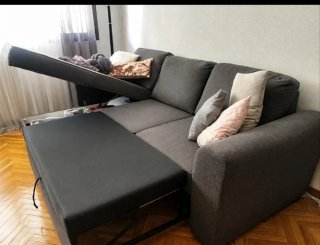 Sofá 3 plazas con chaiselongue gris
