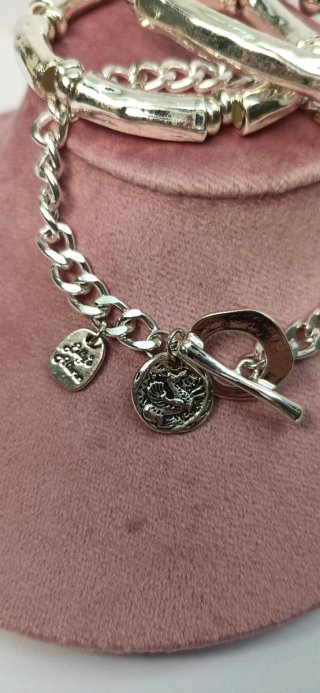 Juego 3 Pulseras Plata Estilo Bambú