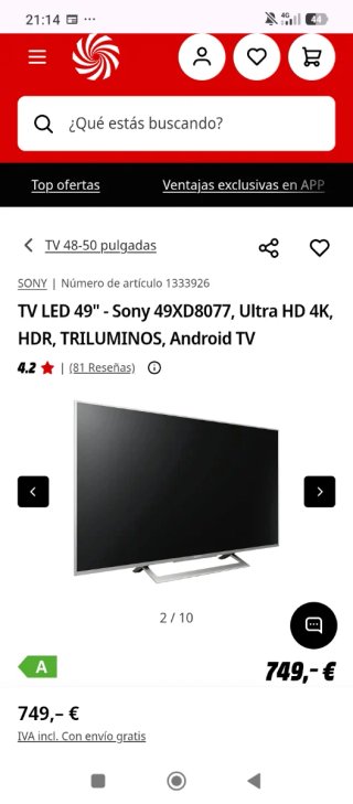 TV Sony 49 4K Ultra HD HDR