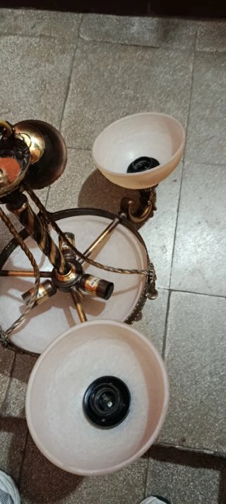 Lámpara de techo de bronce y cristal