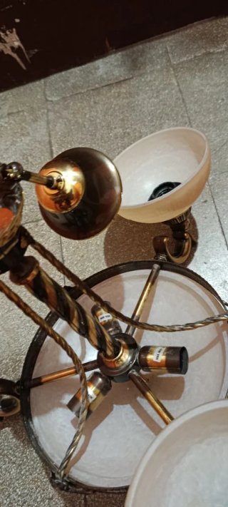 Lámpara de techo de bronce y cristal