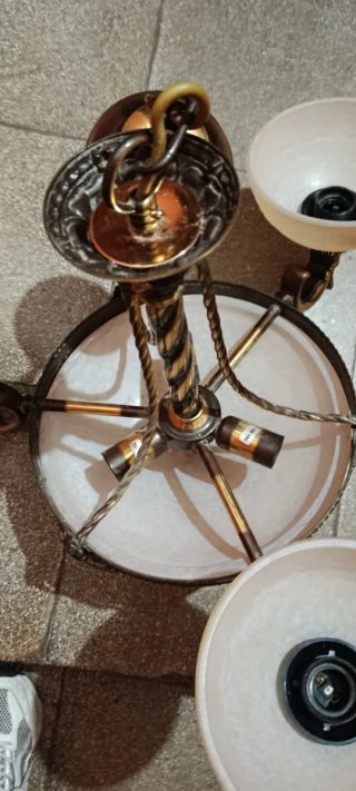 Lámpara de techo de bronce y cristal
