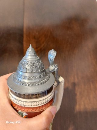Boccale Birra Vintage Ceramica Coperchio Metallo