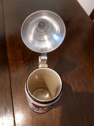 Boccale Birra Vintage Ceramica Coperchio Metallo
