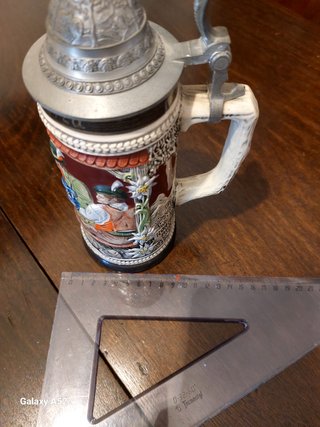Boccale Birra Vintage Ceramica Coperchio Metallo