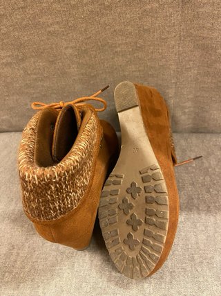 Botines cuña Tex vuelta punto marrones T40