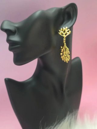 Pendientes largos acero inoxidable dorados