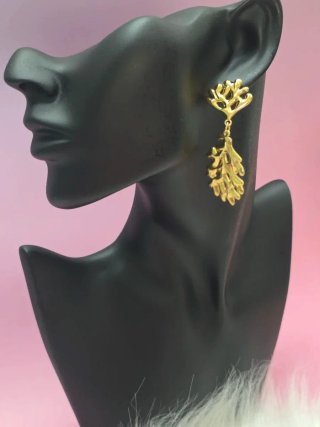 Pendientes largos acero inoxidable dorados