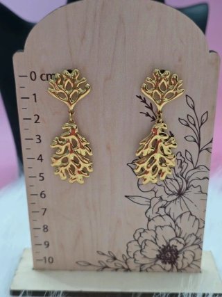 Pendientes largos acero inoxidable dorados