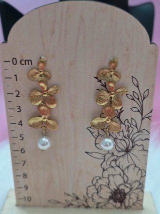 Pendientes largos acero inoxidable dorados
