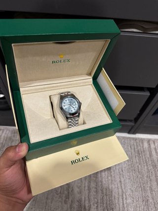 Reloj Plata esfera azul celeste