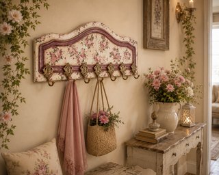 Perchero decorativo floral dorado