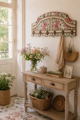 Perchero decorativo floral dorado