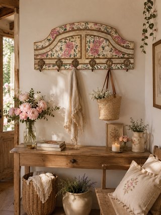 Perchero decorativo floral dorado