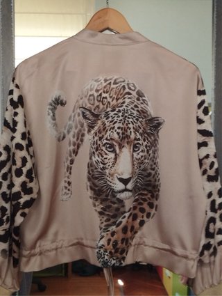 Chaqueta Bomber Leopardo Beige animal print