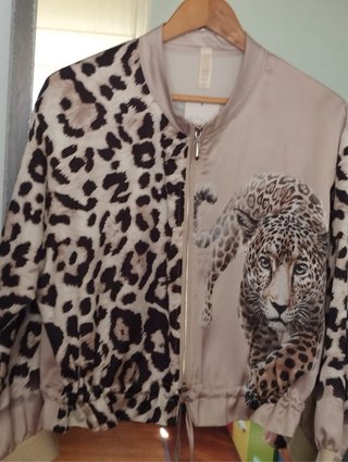 Chaqueta Bomber Leopardo Beige animal print