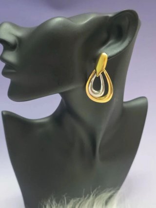Pendientes largos acero inoxidable oro y plata