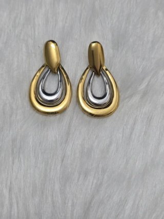 Pendientes largos acero inoxidable oro y plata