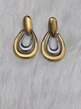 Pendientes largos acero inoxidable oro y plata