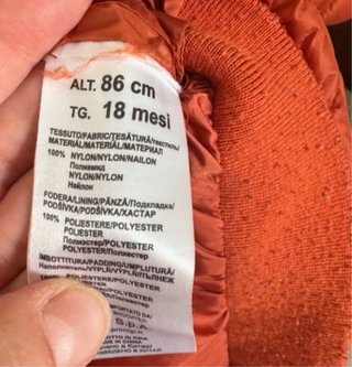 Piumino Arancione Bambino 18 mesi