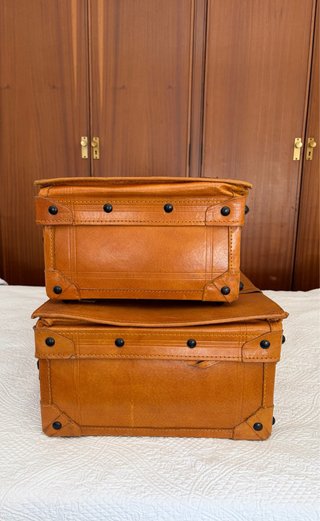 Juego 3 Maletas Vintage Cuero