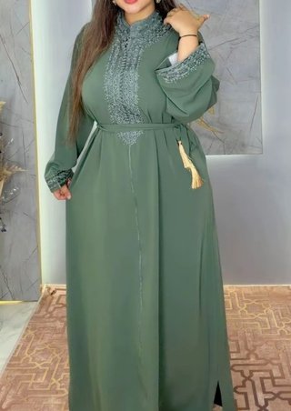 Kaftan Marroquí Verde con Cinturón