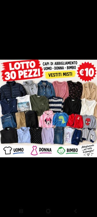 Lotto 30 pezzi vestiti misti