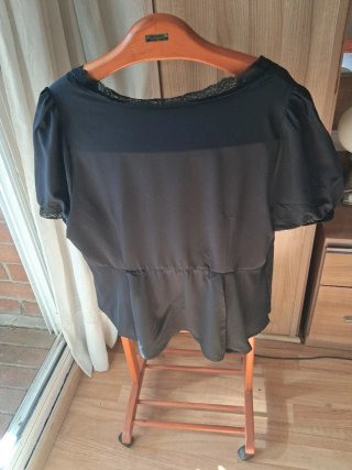 Blusa negra con encaje Talla 4XL