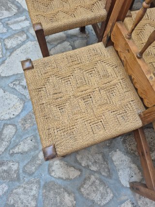 Conjunto 6 Sillas Clásicas Madera y Yute