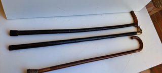 3 Bastoni da Passeggio Vintage Legno