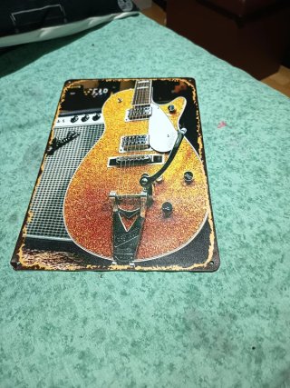Placa Decorativa Guitarra Retro 30x20cm