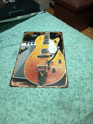 Placa Decorativa Guitarra Retro 30x20cm