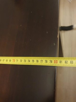 Mesa comedor madera oscura + 4 sillas