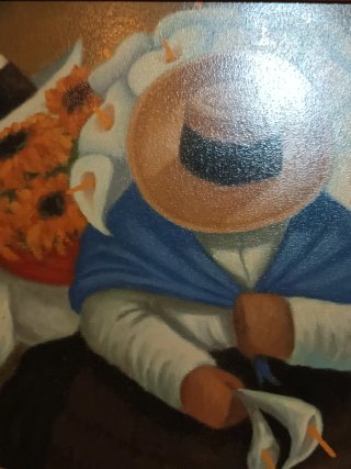 Cuadro alegre pintado sobre madera