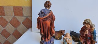 Set Presepe Sacra Famiglia con Bue e Asinello (5 P