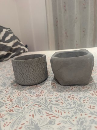 2 Macetas Piedra Gris 13cm
