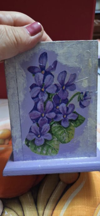 Set 2 Contenitori Decoupage Fiori Viola