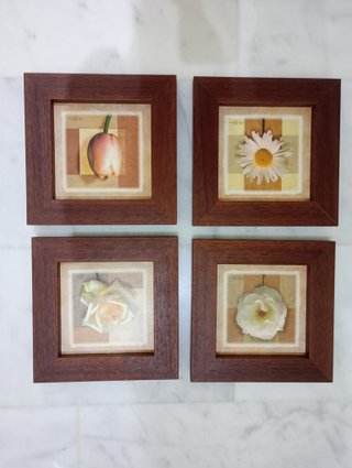Set 4 Cuadros Flores Decorativos