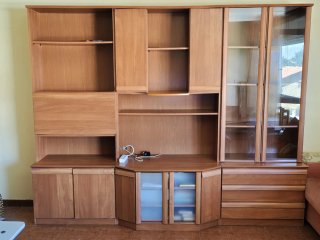 Mueble de salón modular madera y cristal