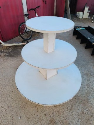 Expositor redondo madera blanco 3 niveles